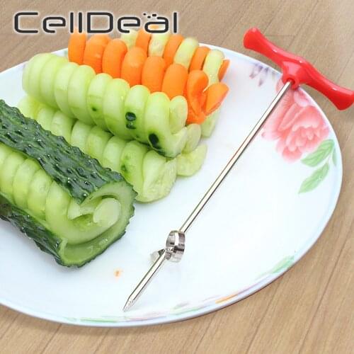Vegetables Spiral Knife Potato Carrot Cucumber Chopper Carving Tool Manual Easy Spiral Screw Slicer Stainless Steel Kitchen Tool
