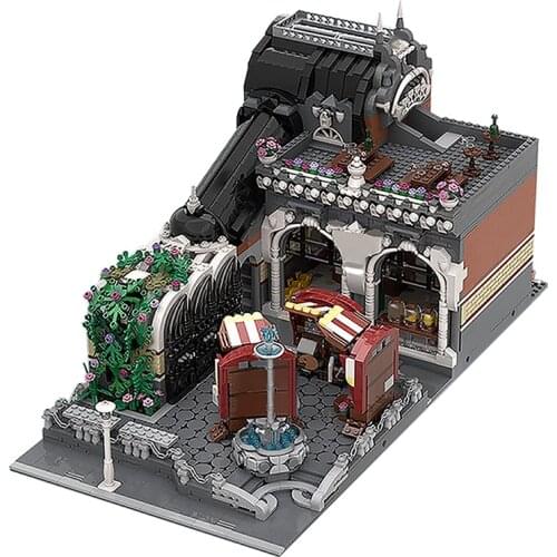 New Citys Street House Railway Plaza Creativity Expert Railroad Tower Building Blocks Market Square Toys Childrens Friedns Gifts