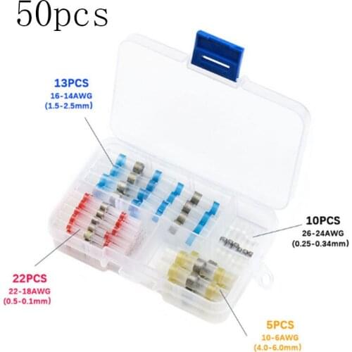 50Pcs Heat Shrink Soldering Sleeve Terminals Waterproof Butt Connectors Electrical Wire Connectors Insulated Tube dropshipping