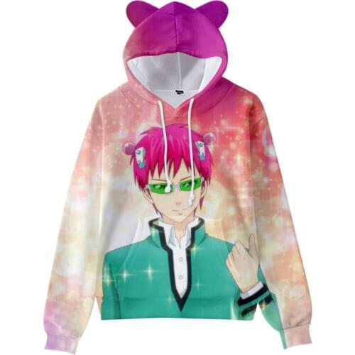 New The Disastrous Life of Saiki Kusuo Hoodies 3D Printed Cat Ears Cute Boys/Girl Hoodies Sweatshirts Casual Children 3D Clothes