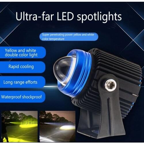 Universal Car Motorcycle LED White and Yellow Dual Color Working Spotlights Lens Headlights for Cars,Trucks