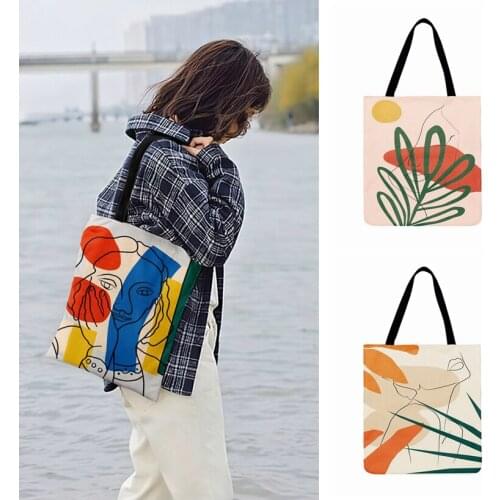 Modern Abstract Art Painting Print Tote Bag For Women Casual Tote Fashion Shopping Bag Ladies Shoulder Bag Outdoor Beach Bag