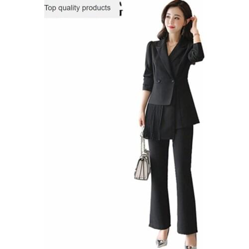 2020 Long Trouser Suit For Women Suits Work Office Lady Pants + Blazer 2 Pieces Set Spring Autumn Clothes Pantsuit Outfits YQ107