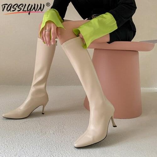 TASSLYNN 2022 Woman Shoes High Heels Sexy Modern Boots Thin Heels Shoes Woman Adult Pointed Toe Winter Snow Boots Women