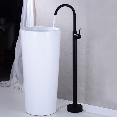 Gold Bathroom basin Faucet Brass Floor Decked Sink Mixer Hot and Cold Tap super long water drop design gold sink tap