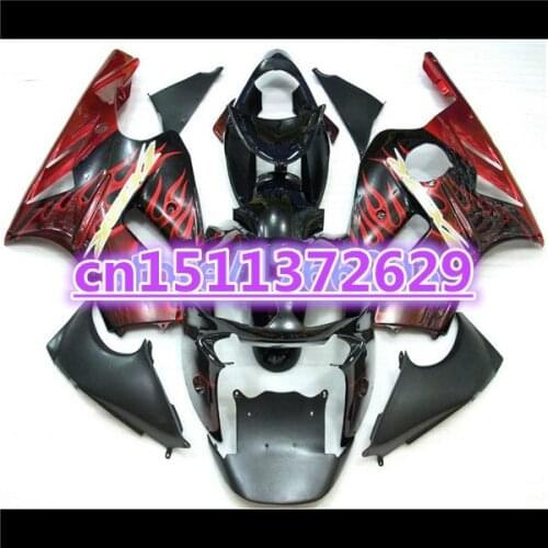 ZX12R 02 03 04 For KAWASAKI ZX12R 2002 2003 2004 NINJA ZX-12R 02-06 Red flame black ZX-12R 02 03 04 05 06 Fairings-Dor D