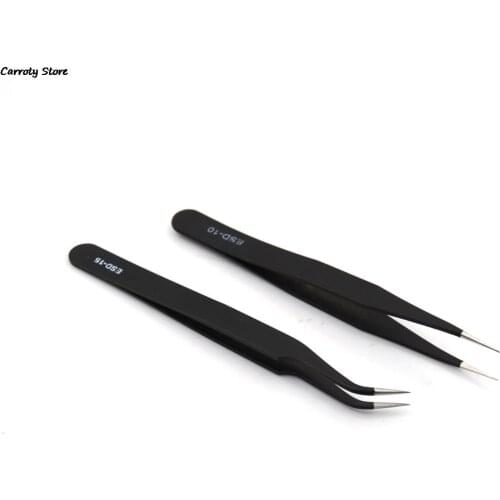 2Pc Straight Curved Tweezer black Nail Sticker Rhinestone Picker Eye Makeup Nail Art Tool