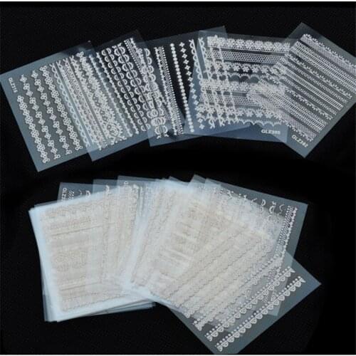 30pcs/pack of High Quality White and Black Lace Nail Stickers DIY Fashion Charm Nail Art Jewelry Decoration