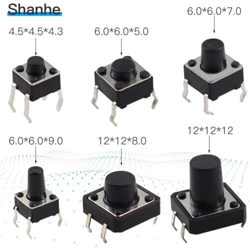 6x6x5 mini switch,tact switch Push Button Switch 4.5*4.5*4.3 6*6*7 6*6*9 12*12*9 12*12*12