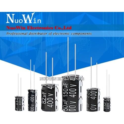 5pcs 400V Aluminum Electrolytic Capacitor 1UF 2.2UF 3.3UF 4.7UF 6.8UF 10UF 15UF 22UF 33UF 47UF 68UF 82UF 100UF 120UF 150UF 220UF