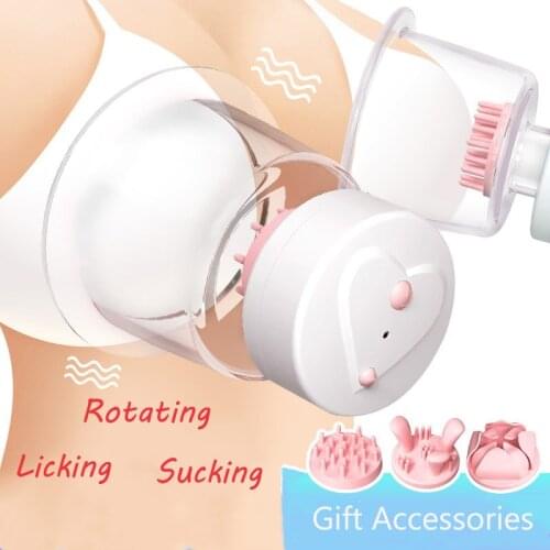 Wireless Electric 12 Speeds Rotary Breast Pump Bra Massager Licking Suck Nipple Breast Enlargement Vibrator Sex Toys For Women