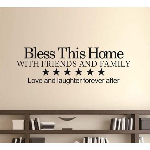 Bless this home vinyl wall decal quote home decor living room doorway diy art mural removable wall stickers