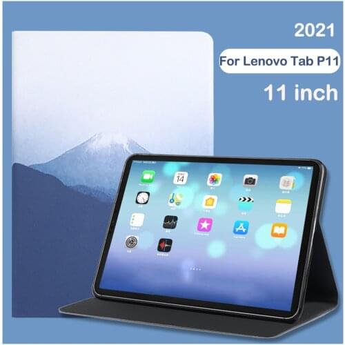Tablet Case For Lenovo Tab P11 Case 11'' 2021 TB-J606 J606F Folding Folio Cover Funda Painted Flip Stand Protective Shell