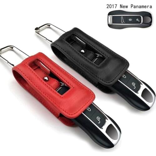 Key Wallet for Porsche Genuine Leather Car Key Holder Cover Fit for 2017 New Panameras Car Remote-Key Protective Case Bag