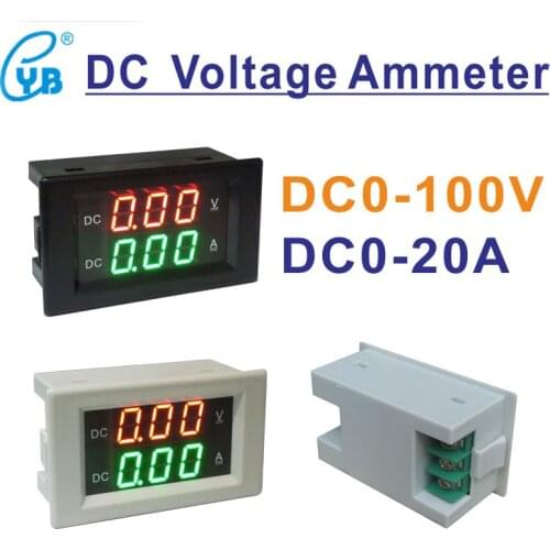 DC 100V20A Digital Voltmeter Ammeter DC VOLT AMP Tester Gauge with red and green Dual display for 12v 24V Led power supply