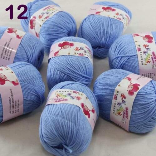 Color Optional 8 ballsX50g Cashmere Silk Velvet Children Hand Kintting Yarn Sky blue 18-12