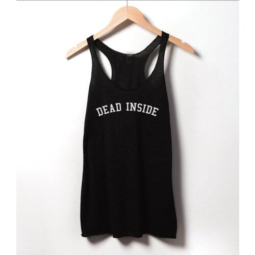 Dead inside hipster cool girl funny women fashion tops grunge tumblr party vest undershirt singlet sleeveless garment goth tanks