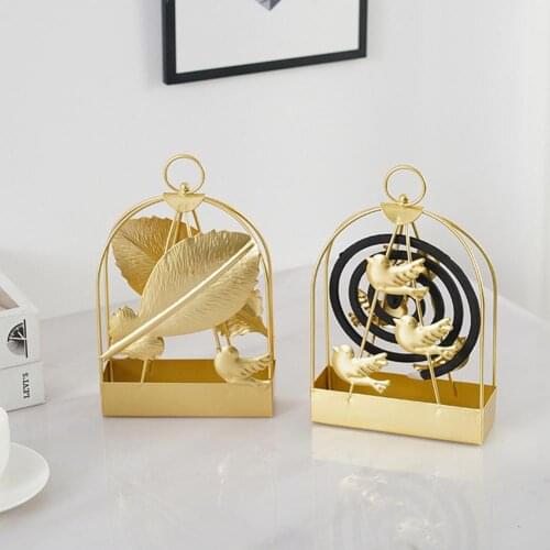 Mosquito Coil Holder Nordic Style Birdcage Shape Summer Day Iron Mosquito Incenses Rack Plate Home Decoration