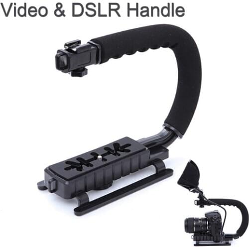 C Shape flash Bracket holder Video Handle Handheld Stabilizer Grip for DSLR SLR Camera Phone Mini DV Camcorder 550d 650d d3500
