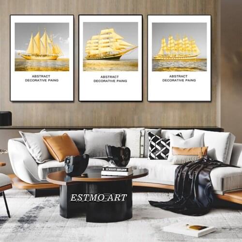 Canvas Modern Art for Home Wall Decor Gold Sailing Letters Amarillo Bedside Painting Classic Decorative Picture For Living Room