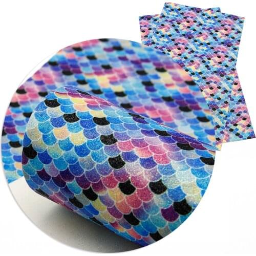 20*33cm Mermaid Pattern Faux Synthetic Leather Fabric For Bows Gift Box DIY Earring Accessories Home Decoration cuero1Yc18602