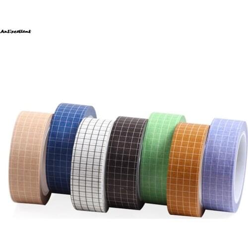 Adhesive Tapes NEW 10m Grid Washi Tape Japanese Paper Diy Planner Masking Tape Stickers Hand Account Decorative Stationery Tapes