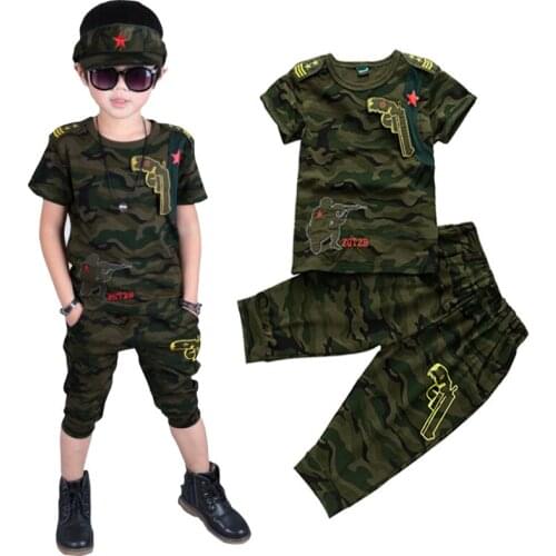Boys clothes sets 2017 summer kids boys clothing t-shirts+pants outfit girls sport suit children toddler camouflage uniform set
