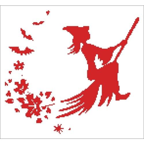 Flying witch cross stitch package animal 18ct 14ct 11ct white fabric cotton silk thread embroidery DIY handmade needlework