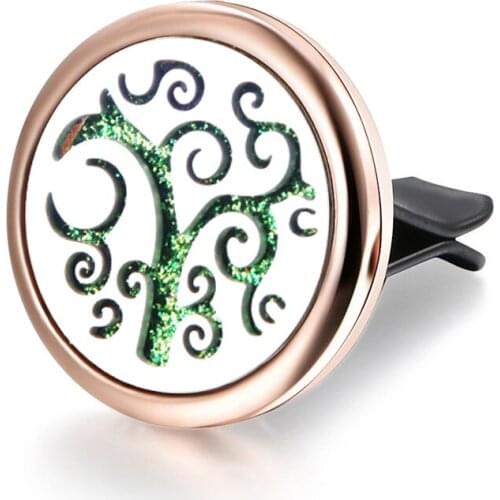 Hot Detachable Car Air Perfume Diffuser Stainless Steel Vent Freshener Tree Of Life Car Clip Aroma Essential Oil Diffuser Locket