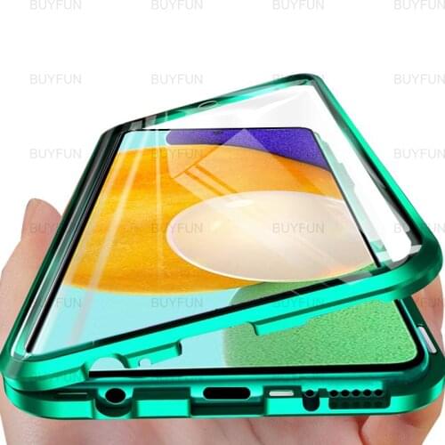 360 Magnetic Adsorption Metal Case For Samsung Galaxy A52 5G 4G 6.5 inch Full Double Glass Cover Shell for samsung A52 A 52 case