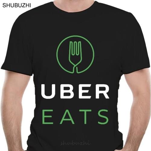 Uber Eats The Food Delivery New Black Shirt cotton tshirt men summer fashion t-shirt euro size