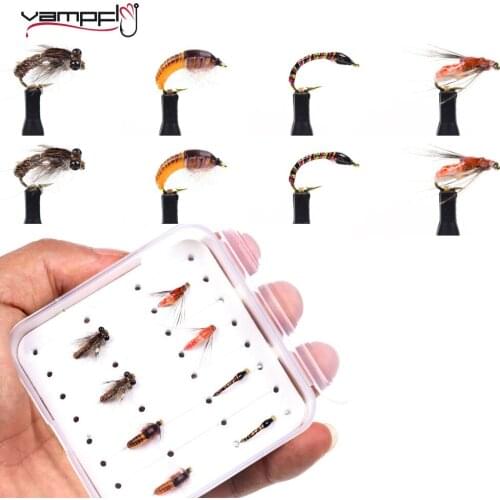8PCS/Box Mini Box Fly Fishing Fly Combo Set Ice Fishing Lures Fishing Bait Carp Bait Fishing Flies Nymph Midge Dry Streamers