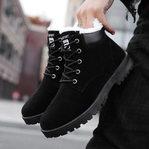 2020 Man New Snow Boots Mens Winter High-top Warm Cotton Shoes Youth Cotton Boots Waterproof Non-slip Mens Short Boots
