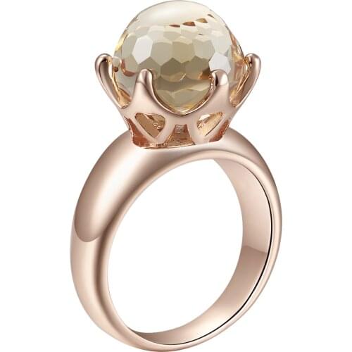 New Special Cut Solitaire Women Love Wedding Ring Champagne Zircon 6 Prawn Crown Jewelry WA11498CH