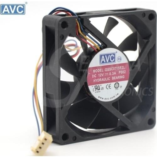 For AVC 7cm DSSC0715R2L 12V 0.3A 4Wire pwm HYDRULIC Bearing Cooling Fan
