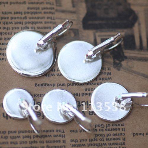 Wholesale 200pcs/lot 12mm Silver Plated Pad French Earing base freeshipping