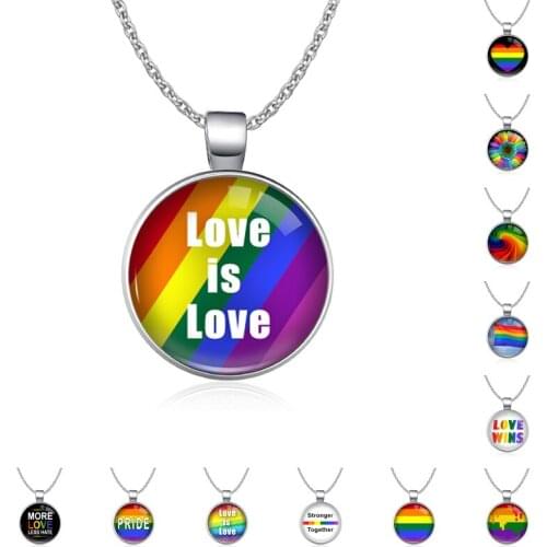 Rainbow Infinity Love Wins Heart GLBT for Lesbians Gays Bisexuals Transgender Mens LGBT Rights Pride Necklaces for Women