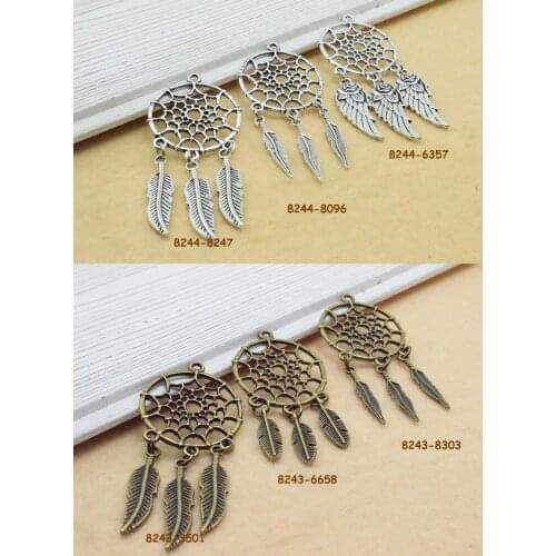 Free shipping 10 pcs about 66x28mm dream catcher network catch dream the feather pendant earring