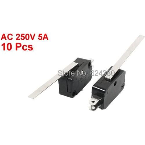 SPDT 1 NO 1 NC Long Straight Hinge Lever Arm Limit Basic Micro Switch x 10 Pcs / Lot Discount