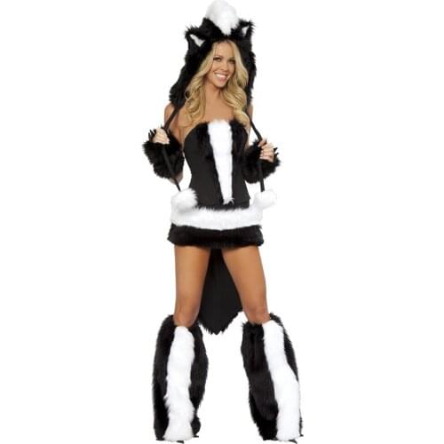 Top + Dress Animal Bear Costumes Halloween Party Outfit Adult Women Animal Cosplay Costume Sexy Beer Jumpsuits +Foot Strap JY093