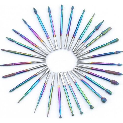 1pc Rainbow Diamond Milling Cutter Nail Art Drill Bit Cuticle Clean for Manicure Electric Manicure Burr Accessories Nail Files