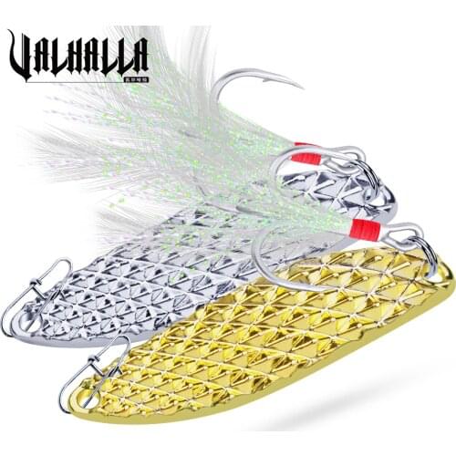 VALHALLA 1PC Hard Spoon Bait Fishing Lure 5g 10g 15g 20g 28g with Feather Hooks Bass Vibration Metal Spinner Fishing Bait Tackle