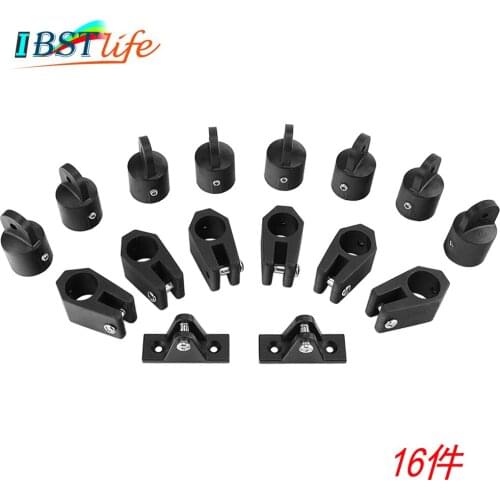16 PCS Universal Boat Nylon Fittings Hardware Set Black Fits 3 Bow Bimini Top lightweight and durable Yacht Accessories