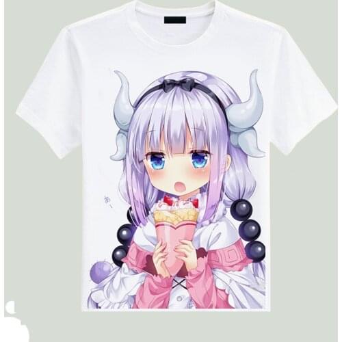 2017 Miss Kobayashis Kobayashi san Chi no Maid Dragon Tooru T-shirts White Short-Sleeve Tees Kanna Kamui Tops