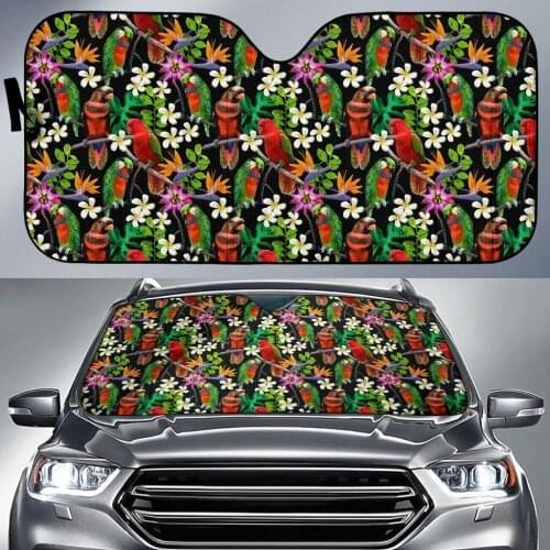 2021 Funny Parrot Printing Car Interior Protector Universal Car Windshield Sun Shade Covers Fashion Car UV Protect Accessories