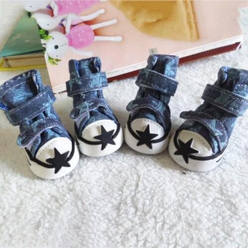 4pcs/Set Pet Dog Shoes Small Dog Puppy Boots Star Style Fashion Pet Canvas Shoes S-XXL Size Supply Pet Product