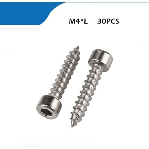 30PCS Hexagon Socket Screws Wooden Screws Furniture Sliding Door Self Tapping Screws Hardened M4*10/12/12/16-40mm