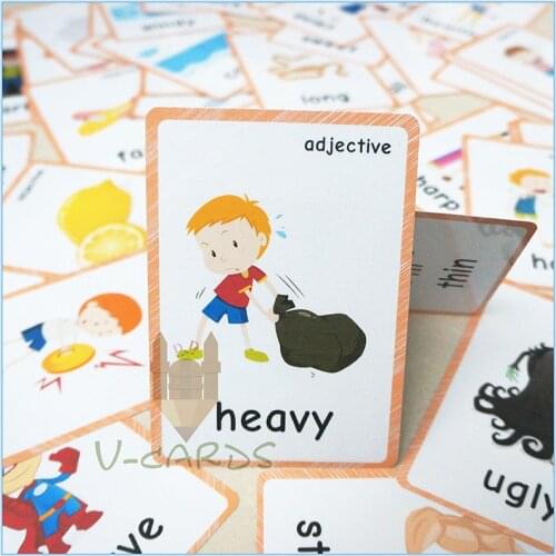 47pcs Montessori Baby English Learning Cards Adjective Antonym Flashcards Early Educational Card Games For Kids