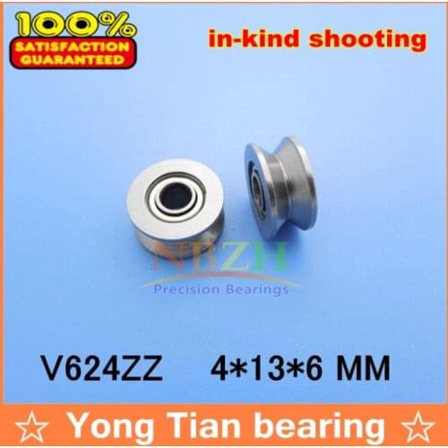 88888 V624ZZ V groove roller wheel ball bearings 4*13*6 mm embroidery machine pulley bearing V624 624V (Carbon steel)