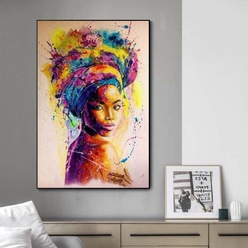 African Black Woman Graffiti Art Posters And Prints Abstract African Girl Canvas Paintings On The Wall Art Pictures Wall Decor